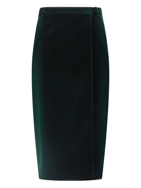  Saint Laurent Velvet Midi Skirt - Green 