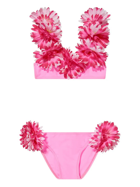  Seliniaction Kids Flower-embellished Bikini - Pink 