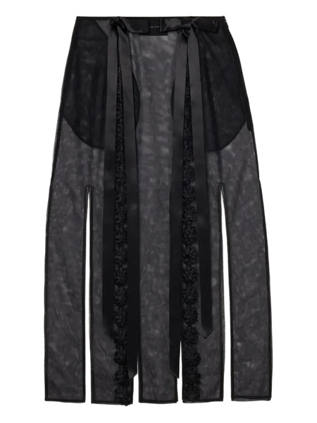  Simone Rocha Ribbon-embellished Slit Midi Skirt - Black 