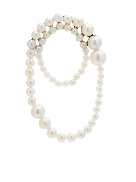  Sophie Bille Brahe 14kt Yellow Gold Embrasse Pearl Single Earring - White 