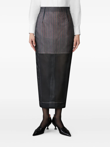  Thom Browne Striped Organza Pencil Skirt - Black 