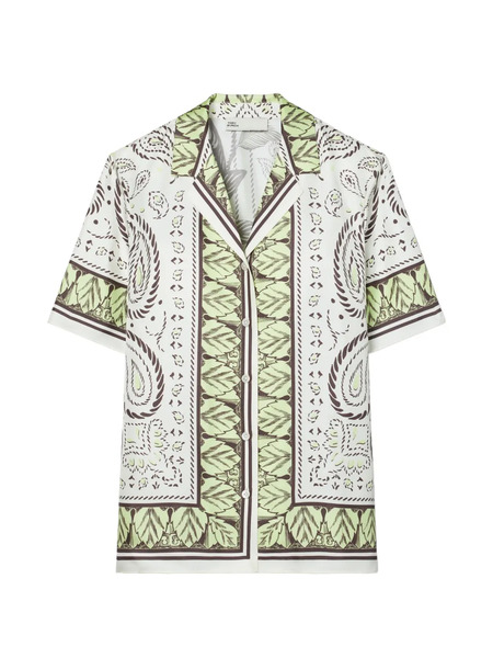  Tory Burch Silk Camp Shirt - Neutrals 