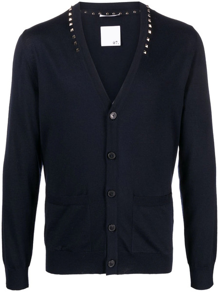  Valentino Garavani Rockstud-embellished Wool Cardigan - Blue 