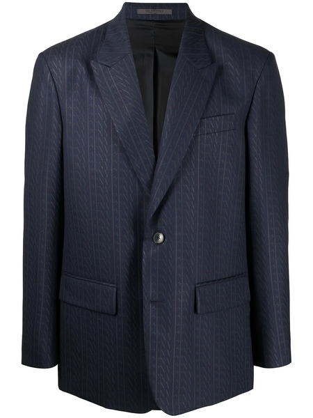  Valentino Garavani Vltn-print Single-breasted Suit Jacket - Blue 