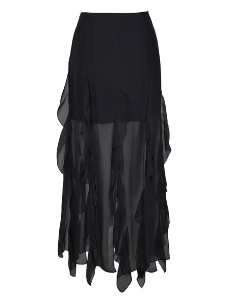  Veronica Beard Ava Ruffled-detail Midi Skirt - Black 