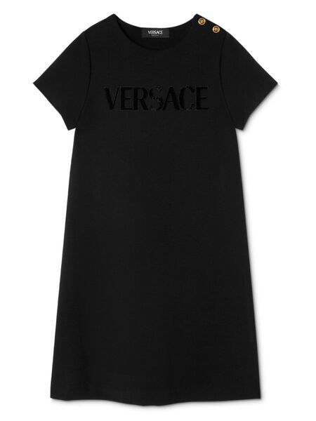  Versace Kids Logo-print Embellished Dress - Black 