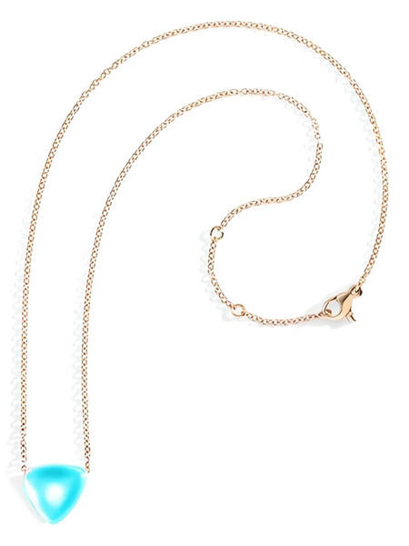  Vhernier 18k Rose Gold Rock Crystal Turquoise Pendant Necklace - Blue 