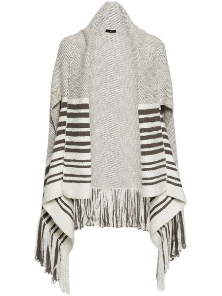  Voz Draped V-neck Cotton Cape - White 