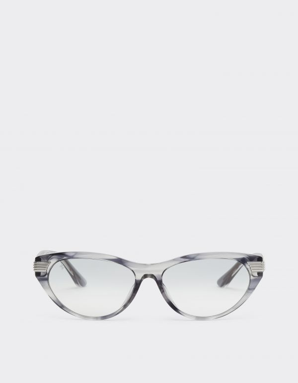  Ferrari Blue Stripedacetate Sunglasses With Gray Gradient Mirrored Lenses - Female Ferrari Collection Blu Scozia Os 