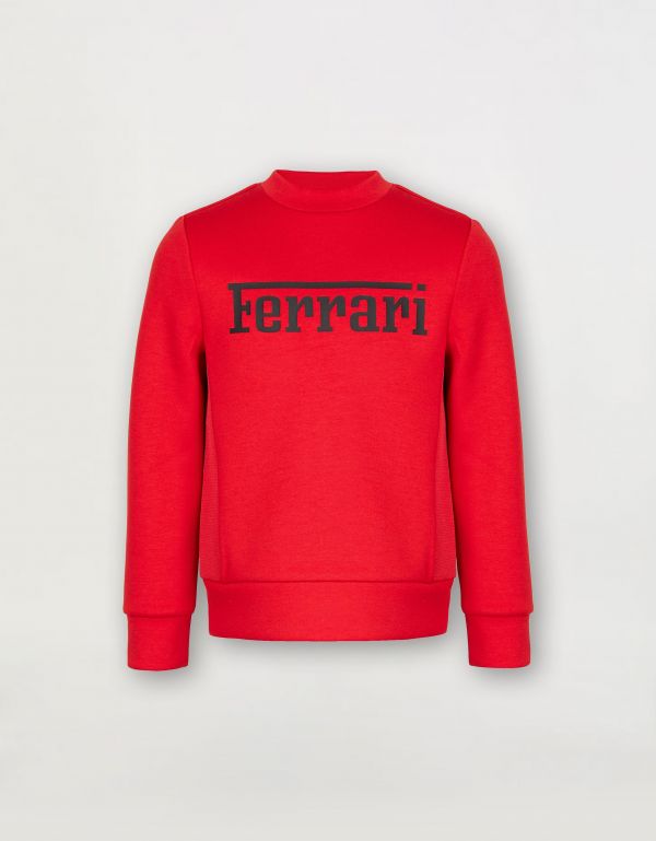  Ferrari Children’s Sweatshirt In Recycled Scuba Fabric With Large Ferrari Logo -  Jackets And Sweatshirts Rosso Corsa 9y 