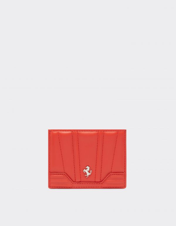  Ferrari Gt Ferrari Leather Card Holder With Livery Motif - Female Wallets And Small Leather Goods Rosso Dino Os 