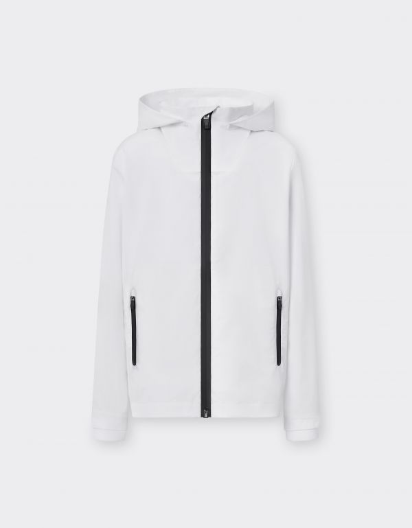  Ferrari Jacket In Technical Fabric With Hood And Ferrari Shield Detail -  Jackets And Sweatshirts Optical White 7y 