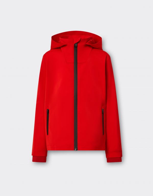  Ferrari Jacket In Technical Fabric With Hood And Ferrari Shield Detail -  Jackets And Sweatshirts Rosso Corsa 11y 
