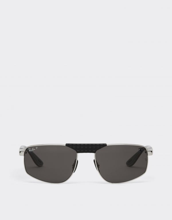  Ferrari Ray-ban For Scuderia Ferrari Rb3776m In Silver And Black Metal With Polarised Dark Grey Lenses -  Sunglasses Silver Os 