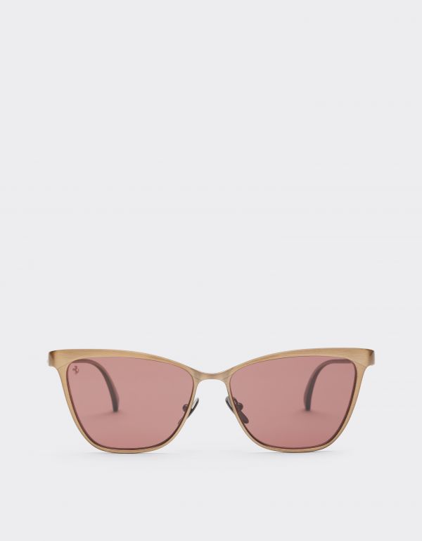  Ferrari Ferrari Sunglasses In  Brushed Gray/brownmetal  With Red Polarized Lenses - Female Sunglasses Ingrid Os 