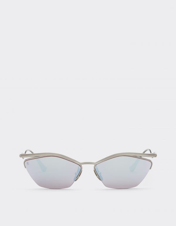  Ferrari Ferrari Sunglasses In Silver-coloredtitanium With Dark Purple Mirrored Lenses - Female Sunglasses Silver Os 