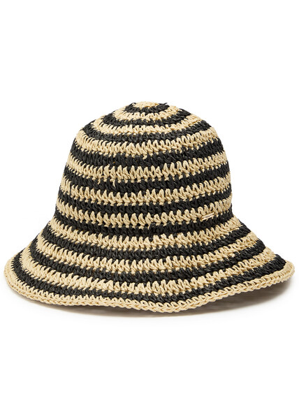  Eugenia Kim Jonah Striped Straw Bucket Hat - Black - One Size 