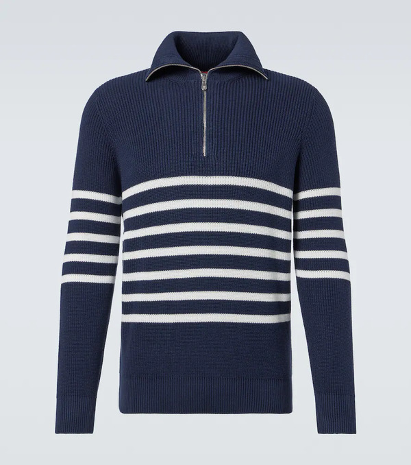  Brunello Cucinelli Brunello Cucinelli Striped Cotton Half-zip Sweater 