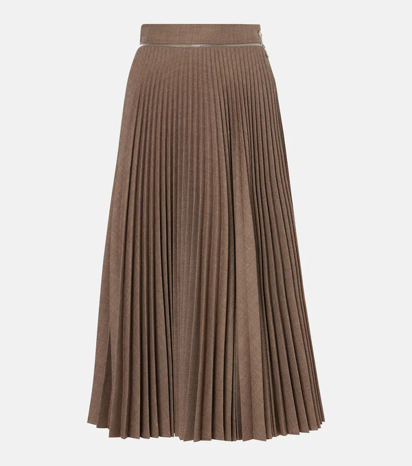  Burberry Burberry Pleated Wool Midi Skirt 