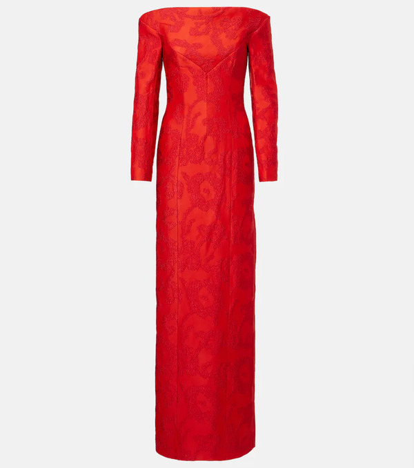 Emilia Wickstead Emilia Wickstead Zarith Jacquard Off-shoulder Bouclã© Maxi Dress 
