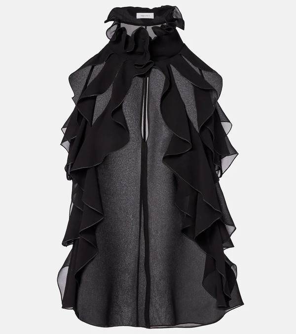  Mcqueen Mcqueen Ruffled Silk Top 
