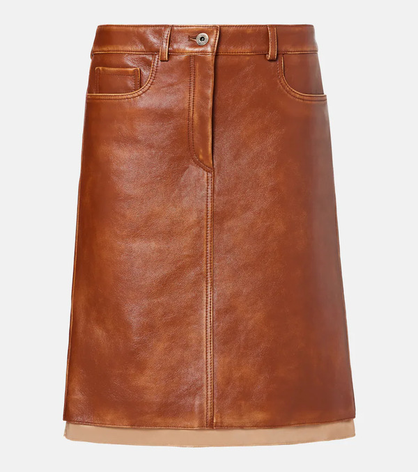 Miu Miu Miu Miu Leather Midi Skirt 