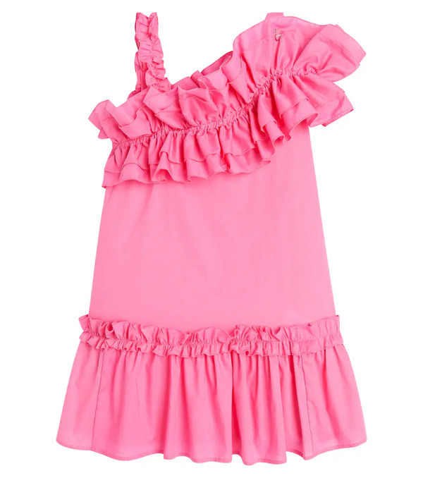  Monnalisa Monnalisa Ruffled Asymmetric Cotton Dress 