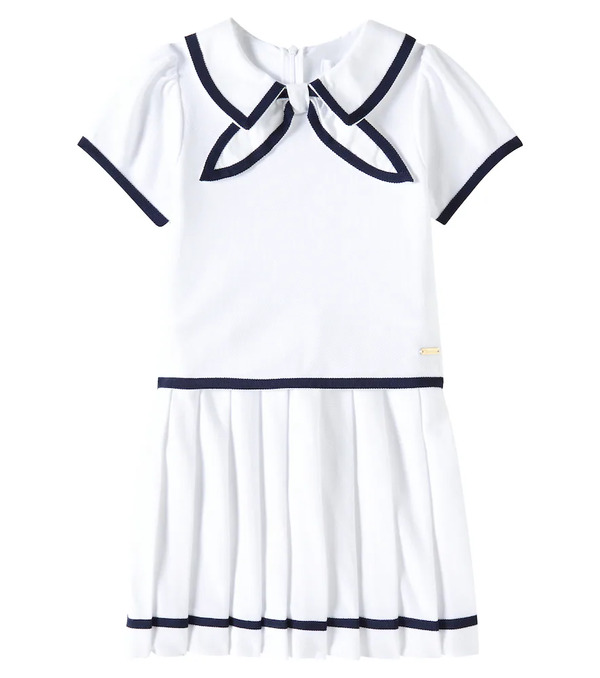  Patachou Patachou Bow-detail Pleated Cotton Dress 