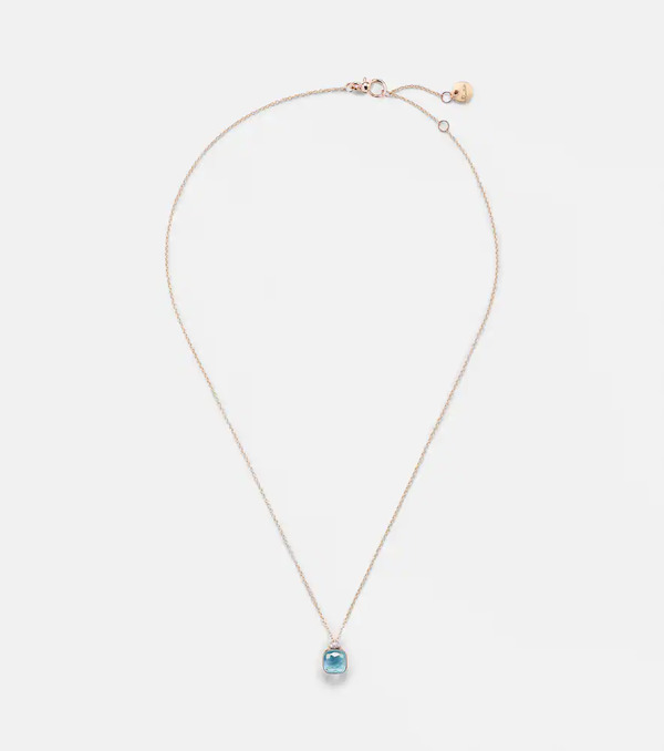 Pomellato Pomellato Nudo Mini 18kt Rose Gold Necklace With Topaz And Diamonds 