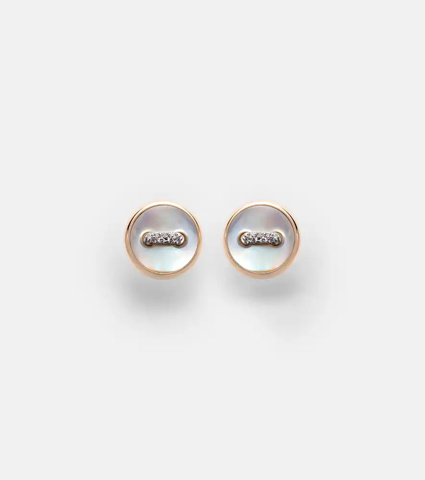  Pomellato Pomellato Pom Pom Dot 18kt Rose Gold Earrings With Mother Of Pearl And Diamonds 