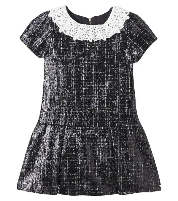  Tartine Et Chocolat Tartine Et Chocolat Lace-trimmed Sequined Tweed Dress 
