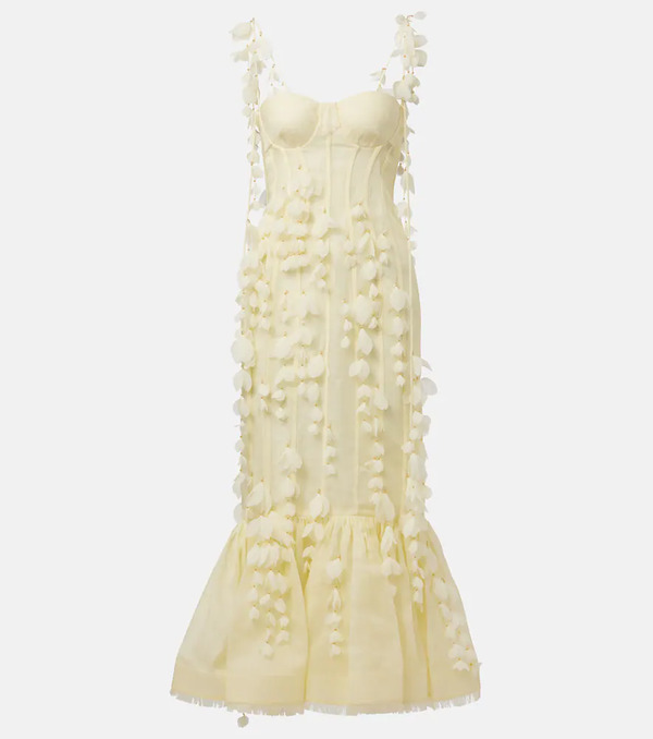  Zimmermann Zimmermann Dawning Linen And Silk Midi Dress 
