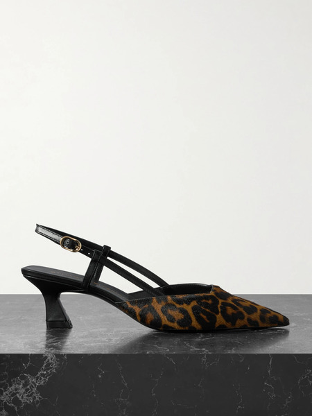  Stuart Weitzman - Vinnie Leather-trimmed Leopard-print Calf Hair Slingback Pumps - Leopard Print - Us5.5 