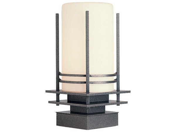  Hubbardton Forge Banded 1 - Light Incandescent Outdoor Post In Gray White 
