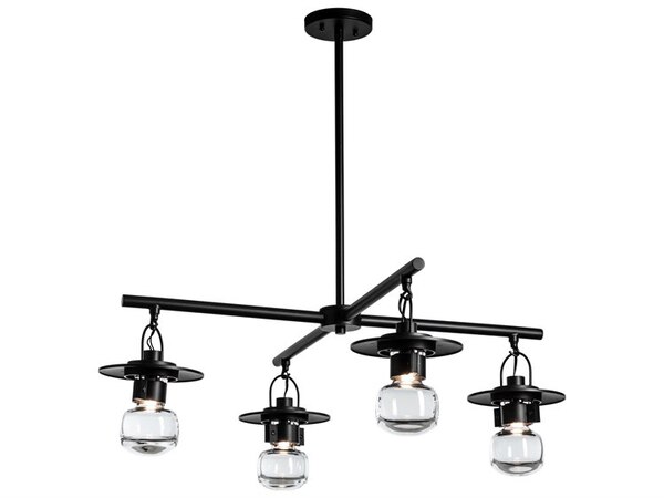  Hubbardton Forge Mason 4 - Light Glass Led Outdoor Hanging In Black 
