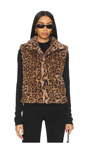  Adrienne Landau Printed Rabbit Vest In Brown. - Size M (also In S) 
