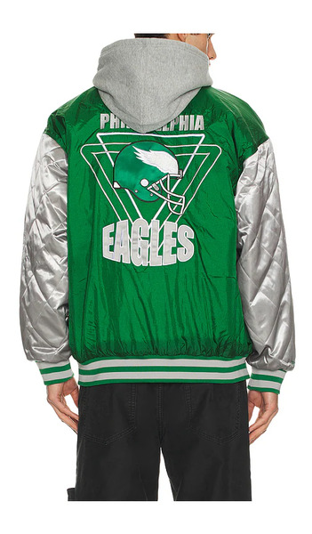  Mitchell & Ness Nfl Eagles Diamond Fusion Vintage Logo Button Front Jacket In Green. - Size M (also In L) 