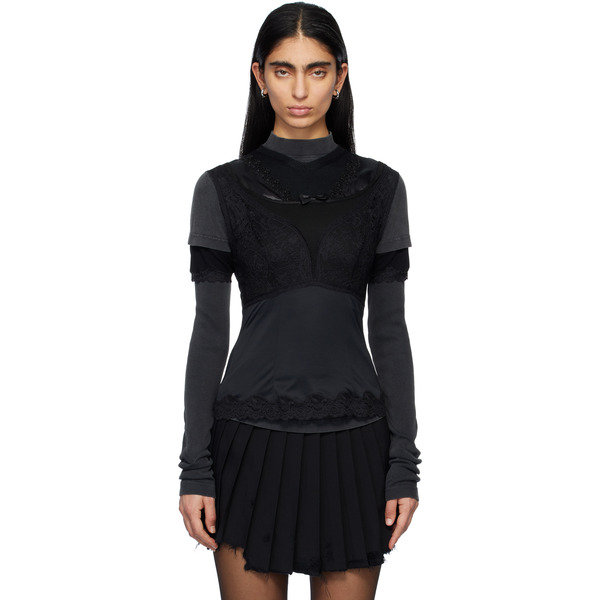  Balenciaga Black Layered Top 