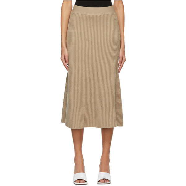  Bottega Veneta Beige Wool Rib Skirt 