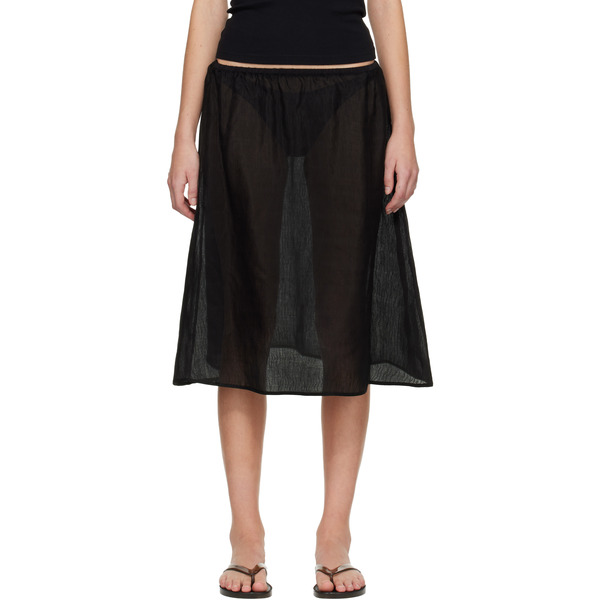  Matteau Black Sheer Midi Skirt 