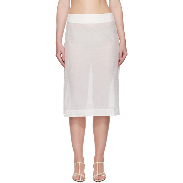  Róhe White Embroidered Organza Midi Skirt 