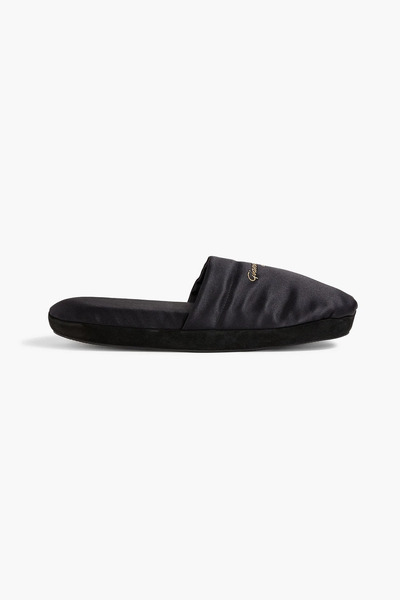  Gianvito Rossi - Bellagio Embroidered Satin Slippers - Black - S 